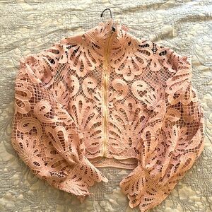 Pink lace cropped jacket